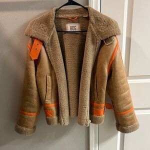 Urban Outfitters Shearling Jacket - Tan and Orange